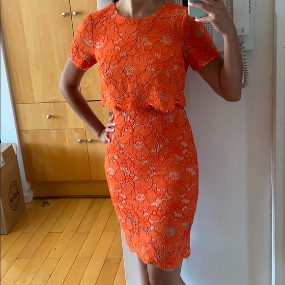 Topshop Dresses & Skirts - Topshop Coral Lace Cocktail Dress